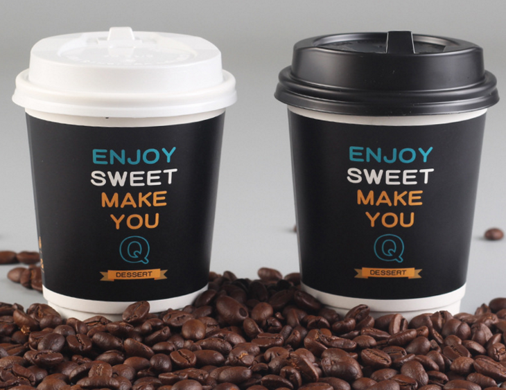 Custom logo printed disposable paper coffee cups 12oz