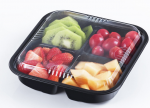 American Style Disposable Square Black PP Plastic Food Container with Clear Lid