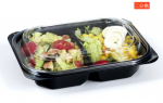 2 Compartments Transparent Disposable Plastic Lunch Food Box